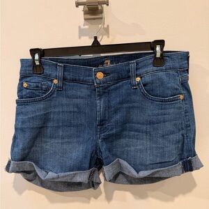 7 For All Mankind Dark Blue Jean Shorts